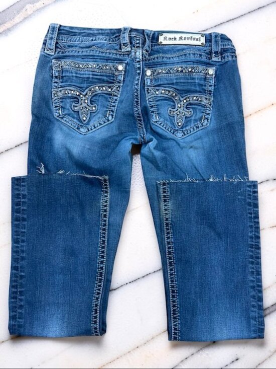 Rock Revival Denim - Jazlyn Boot Denim Jean Rock Revival Womens Y2K Embellished Sz 30"x29" (75